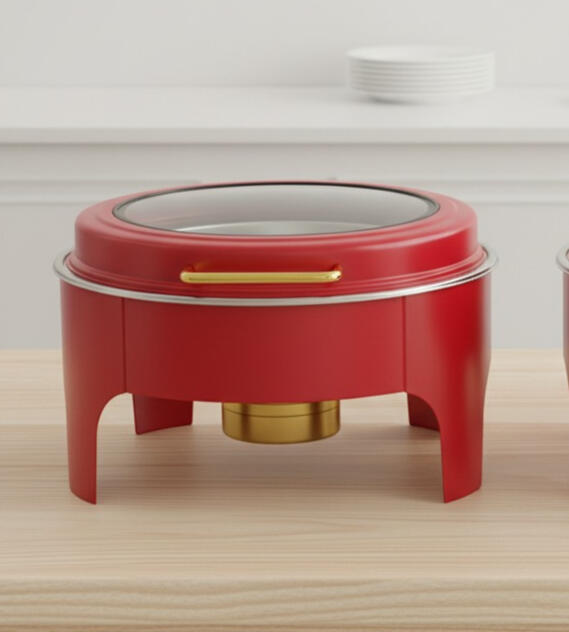 Red round buffet warmer rental Fayetville County